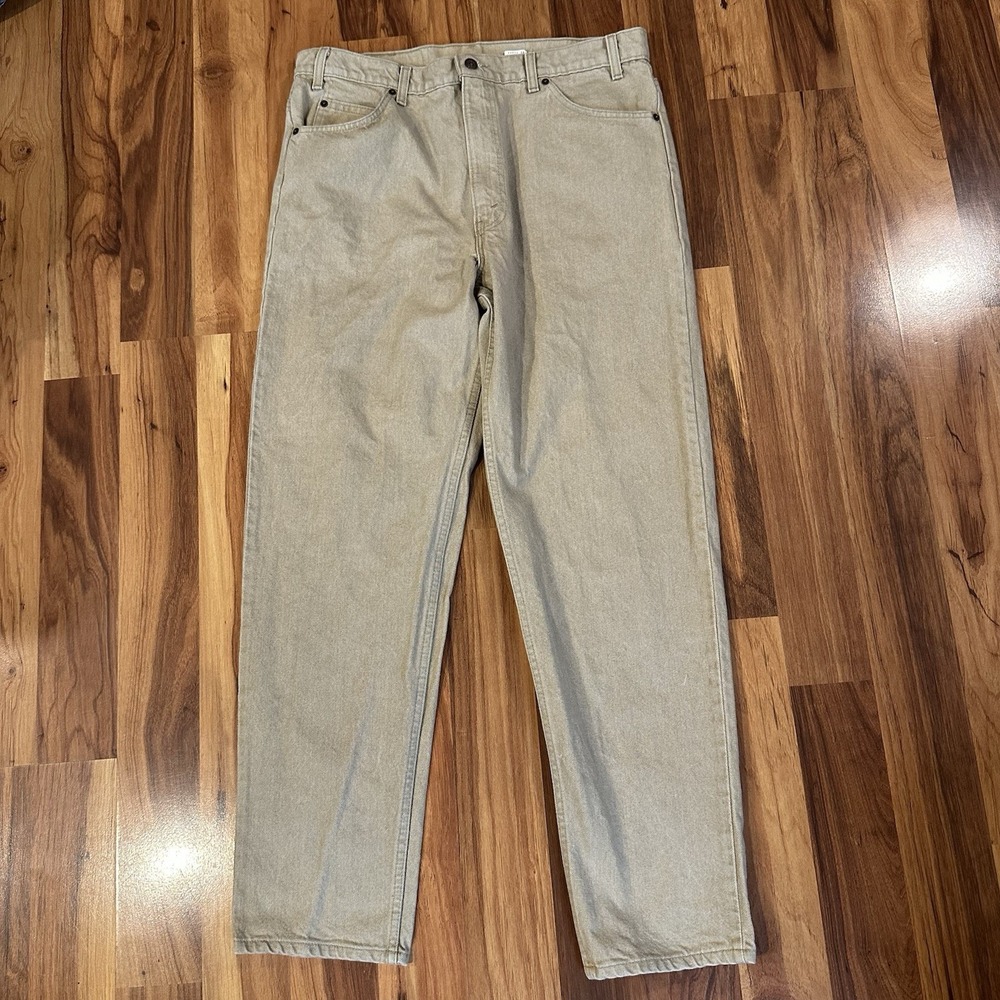 VTG Levi's 550 Orange Tab Relaxed Fit 38x32 (fits 37x32) Beige Tan Jeans USA